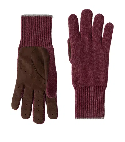 Brunello Cucinelli Cashmere-suede Gloves In Pink