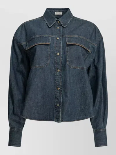 Brunello Cucinelli Casual Denim Shirt In Blue