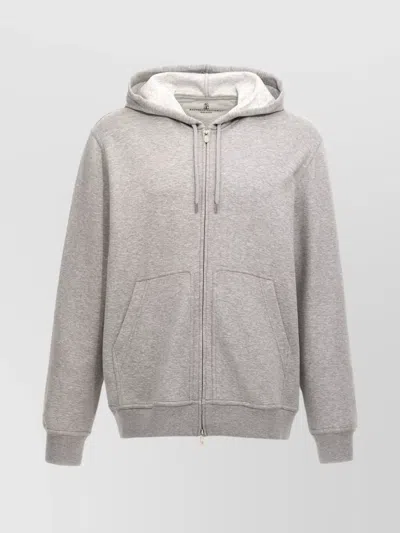 Brunello Cucinelli Casual Hooded Sweater With Pockets In Gray