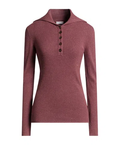 Brunello Cucinelli Casual Long-sleeve Knit Sweater In Red