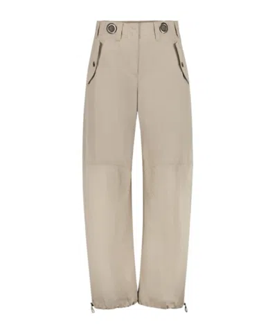 Brunello Cucinelli Casual Pants With Drawstring Hem In Neutral