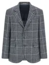 Brunello Cucinelli Notch Lapel Wool Jacket In Blue