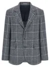 Brunello Cucinelli Notch Lapel Wool Jacket In Gray