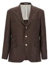 Brunello Cucinelli Deconstructed Blazer In Melange Wool In Brown