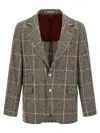 Brunello Cucinelli Cavallo Prince Of Wales-check Blazer In Gray