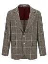 Brunello Cucinelli Cavallo Prince Of Wales-check Blazer In Gray