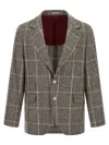 Brunello Cucinelli Cavallo Prince Of Wales-check Blazer In Gray