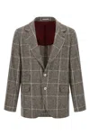 Brunello Cucinelli Cavallo Prince Of Wales-check Blazer In Gray