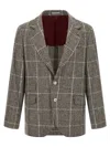 Brunello Cucinelli Cavallo Prince Of Wales-check Blazer In Gray