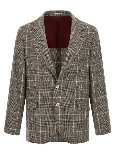 Brunello Cucinelli Cavallo Blazer Multicolor In Gray
