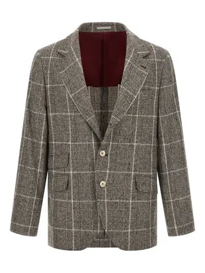 BRUNELLO CUCINELLI CAVALLO PRINCE OF WALES-CHECK BLAZER
