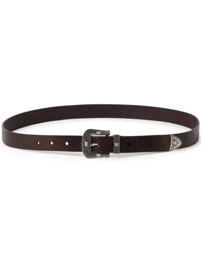 Brunello Cucinelli Cedar Brown Leather Belt In Dark Brown