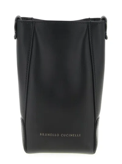 Brunello Cucinelli Cell Phone Holder With Shoulder Strap Home & Lifestyle Black