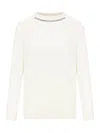 Brunello Cucinelli Crew Neck Long Sleeve Knit Sweater In Neutrals