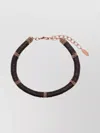 Brunello Cucinelli Textured Leather Bracelet With Metallic Accents In Brown