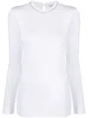 Brunello Cucinelli Long-sleeved Fitted Top With Classic Crew Neckline In White