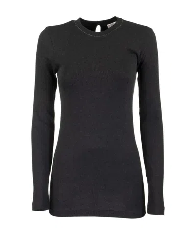 Brunello Cucinelli Monili Insert Crewneck T-shirt In Dark Grey
