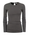 Brunello Cucinelli Women Ribbed Stretch Cotton Jersey T-shirt With Jewellery In Gray