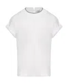 Brunello Cucinelli Stretch Cotton Jersey T-shirt With Precious Faux Layering In White