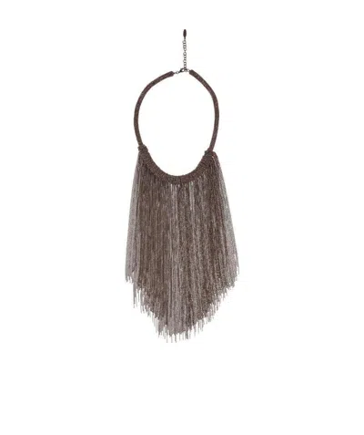 Brunello Cucinelli Chain-embellished Choker Necklace In Brown