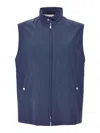 Brunello Cucinelli Wool Vest With Sleeveless Design And Button Accents In Blue