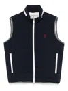 Brunello Cucinelli Gilet In Navy Blue With Front Two-way Zip Fastening In Blue