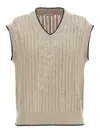 Brunello Cucinelli Beige Knit Vest