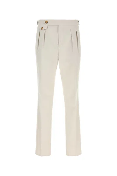 Brunello Cucinelli Chalk Stretch Cotton Pant In Neutral