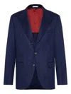 Brunello Cucinelli Wide Chalk Stripe Deconstructed Blazer In Blue