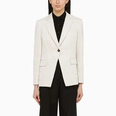 BRUNELLO CUCINELLI CHALK WHITE LINEN AND COTTON SINGLE-BREASTED JACKET FOR WOMEN IN SS24