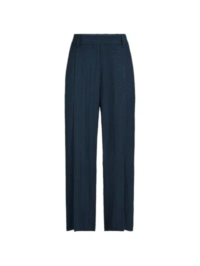 Brunello Cucinelli Chalkstripe Slouchy Trousers In Blue