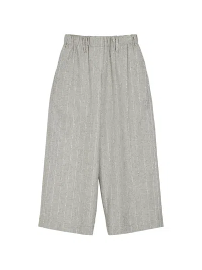 Brunello Cucinelli Kids' Chalk-stripe Trousers In Grey