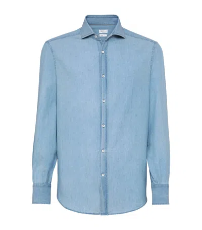 Brunello Cucinelli Lightweight Denim Shirt In Light Denim