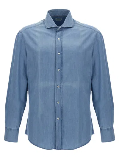 Brunello Cucinelli Chambray Shirt Shirt, Blouse In Light Blue