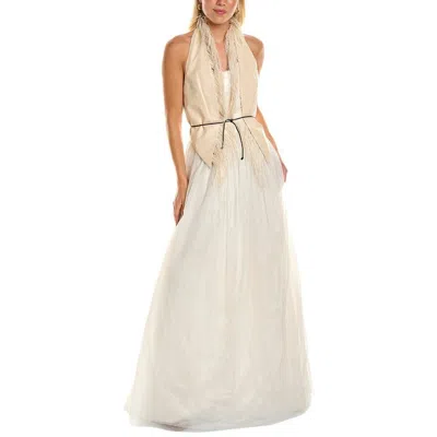 Brunello Cucinelli Tulle Evening Dress In Neutral