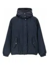 Brunello Cucinelli Puffer Jackets With Hood And Pockets In Blue