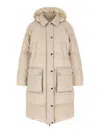 Brunello Cucinelli Shiny Zipper Pull Puffer Jackets Beige In Neutral