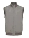 Brunello Cucinelli Beige Solid Mock Collar Jacket In Gray