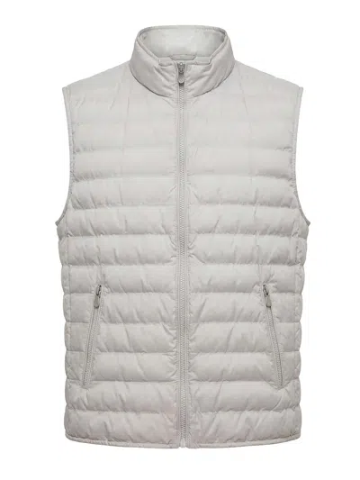 Brunello Cucinelli High-necked Sleeveless Cotton Coat In Gray