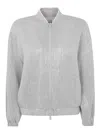 Brunello Cucinelli Sequined Linen-blend Bomber Jacket In Grey