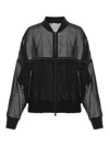 Brunello Cucinelli Black Organza Shiny Trims Bomber Jacket