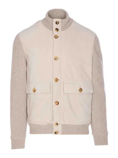 Brunello Cucinelli Ice Grey Jacket Frontal Buttons Closure In Neutral