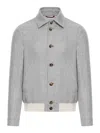 Brunello Cucinelli Linen Wool And Silk Blouson In Grey