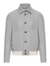 Brunello Cucinelli Linen Wool And Silk Blouson In Grey