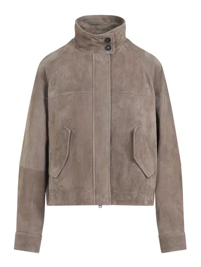 BRUNELLO CUCINELLI CHAQUETA DE CUERO - MARRÓN