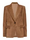 Brunello Cucinelli Cuoio Suede Leather Jacket In Brown