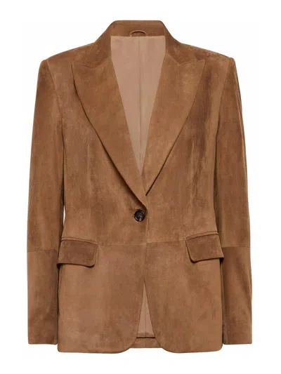 BRUNELLO CUCINELLI CHAQUETA DE CUERO - MARRÓN