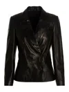 Brunello Cucinelli Double-breasted Leather Blazer Jacket In Black