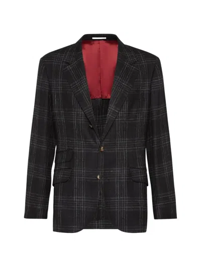 Brunello Cucinelli Check Blazer In Black