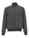 Brunello Cucinelli Check Bomber Jacket In Grey